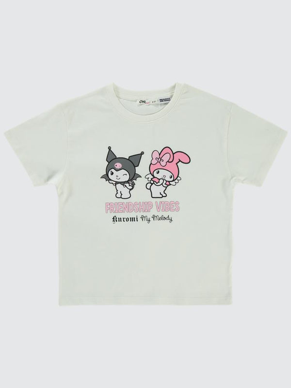 Kuromi 4-9 Yaş Tişört - Ekru