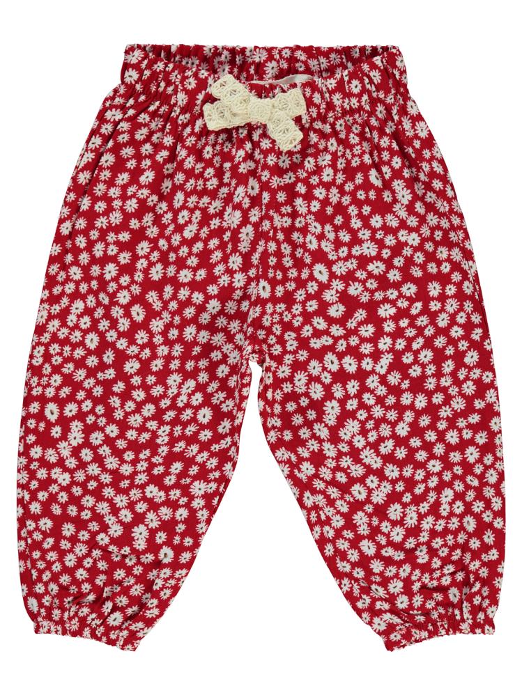 Civil Baby Çiçek Empirmeli 6-18 Ay Pantolon - Kırmızı