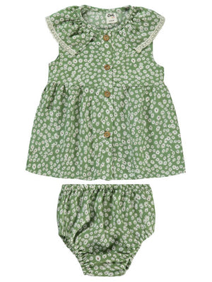 Civil Baby Çiçek Empirmeli 6-18 Ay Elbise - Yeşil