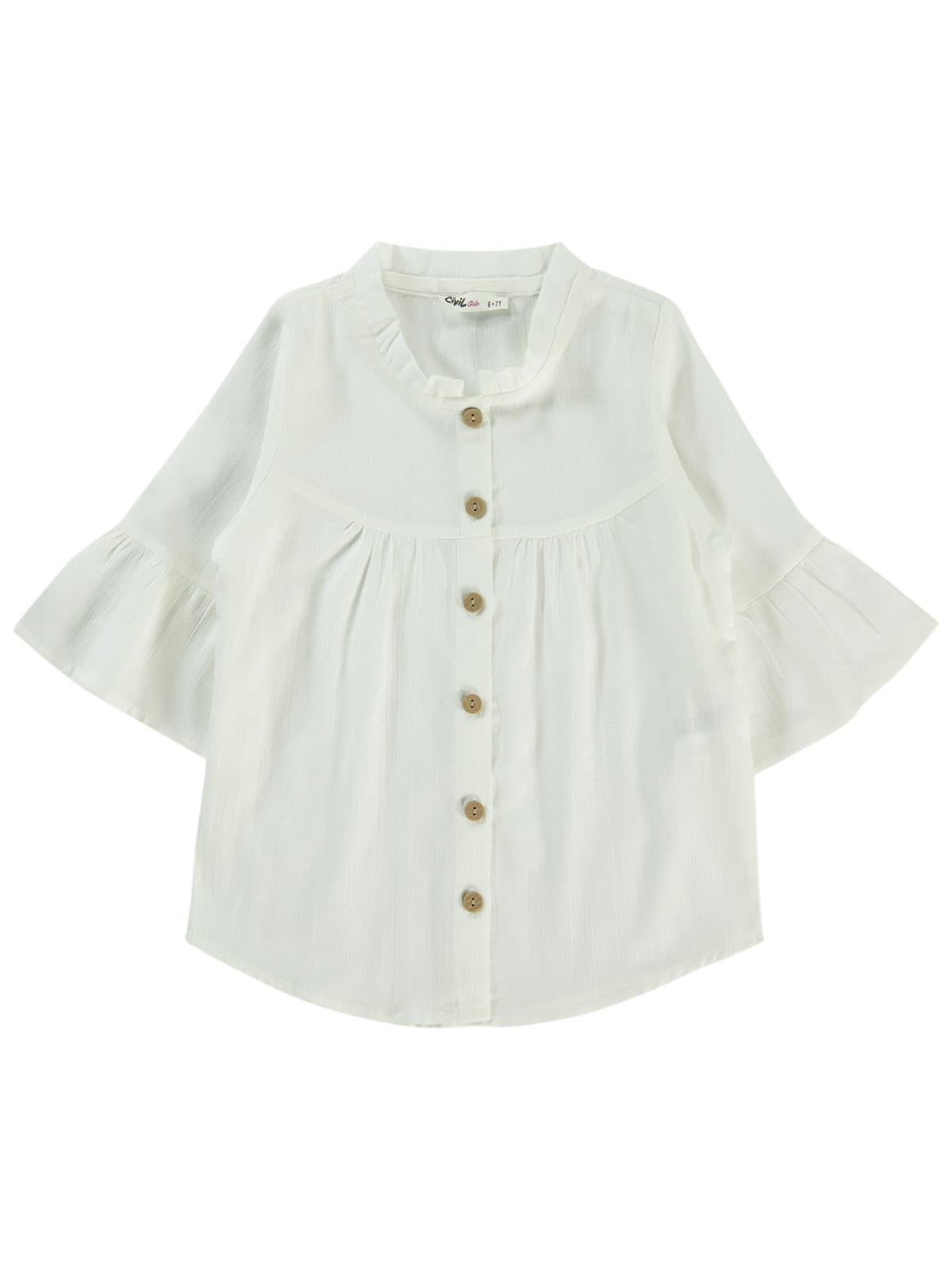 Civil Girls Valon Kol 6-9 Yaş Gömlek - Beyaz