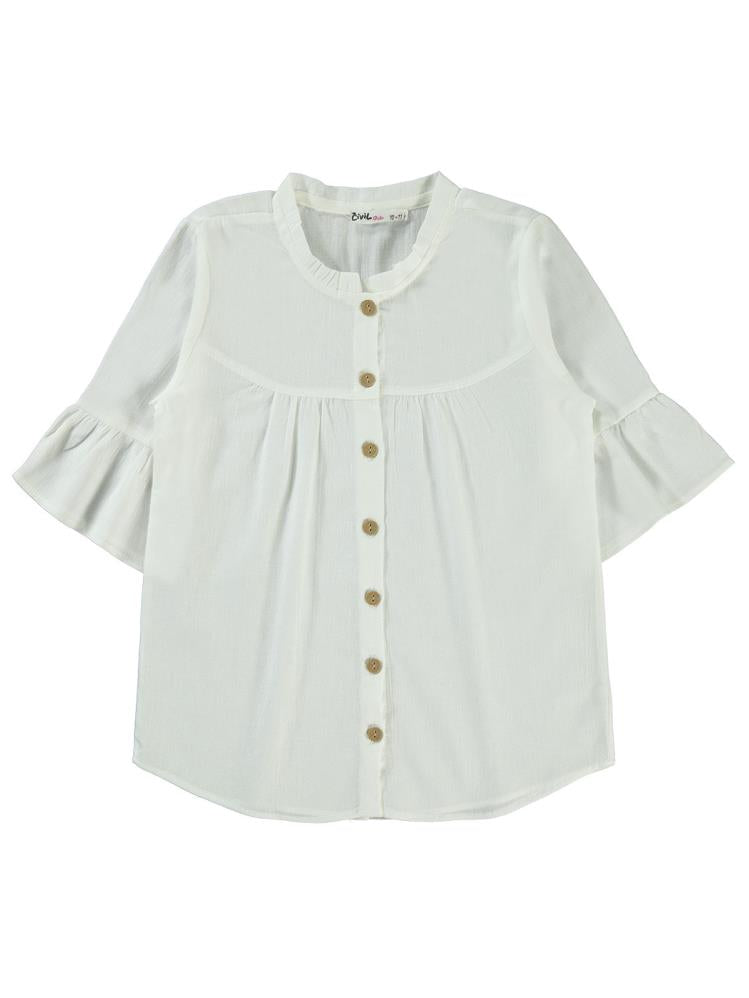 Civil Girls Valon Kol 10-13 Yaş Gömlek - Beyaz