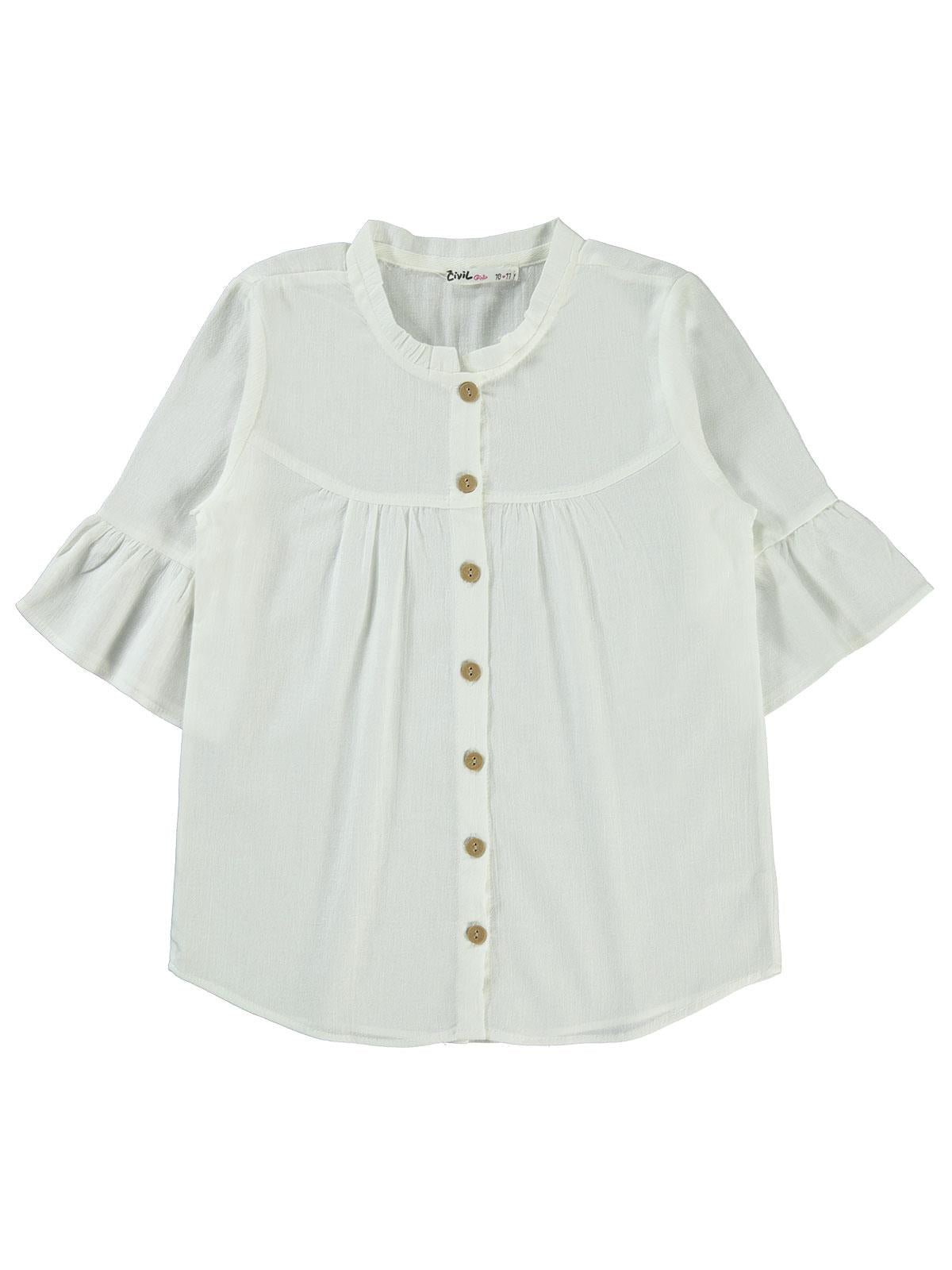 Civil Girls Valon Kol 10-13 Yaş Gömlek - Beyaz