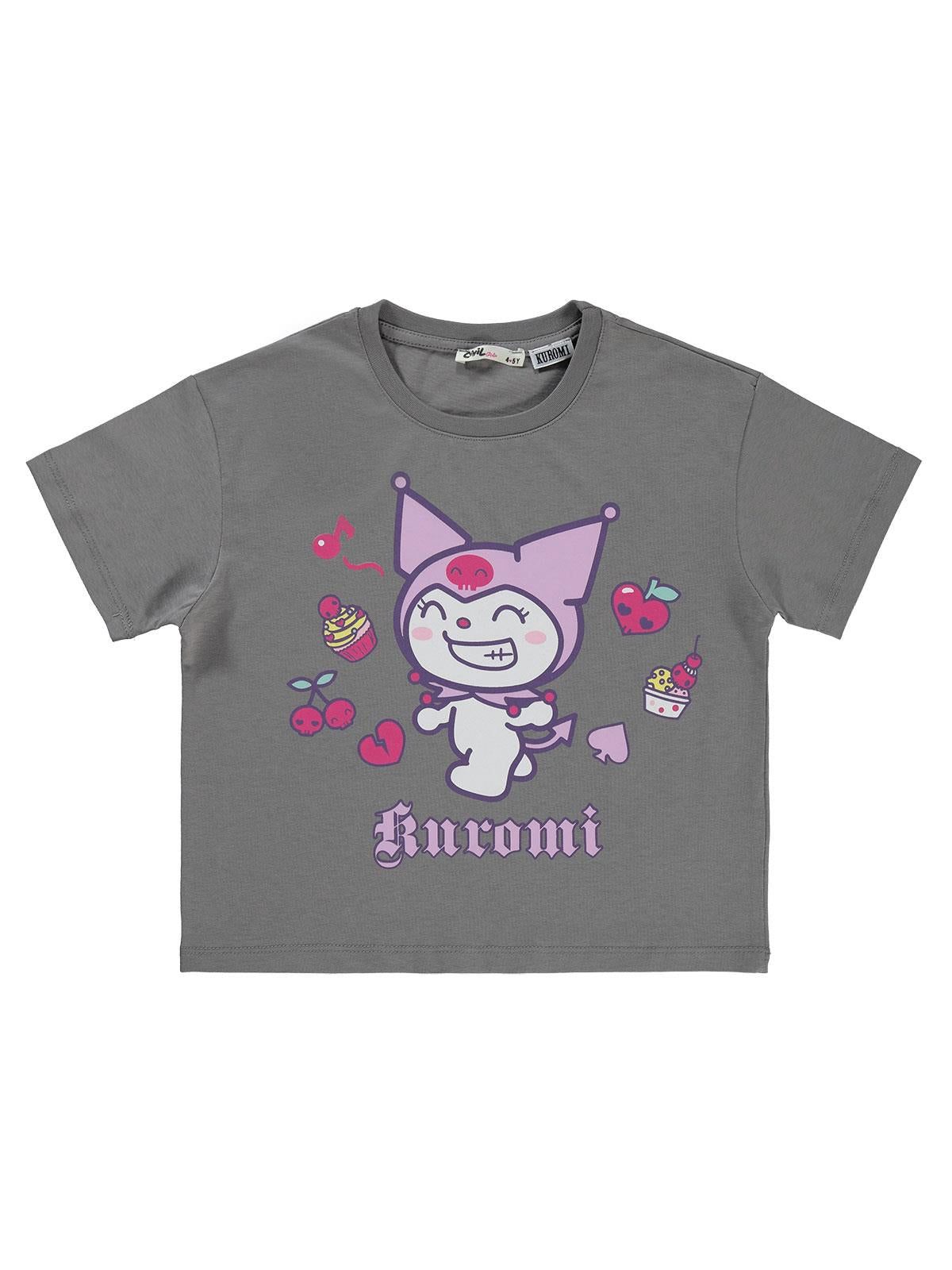 Kuromi 4-9 Yaş Tişört - Gri