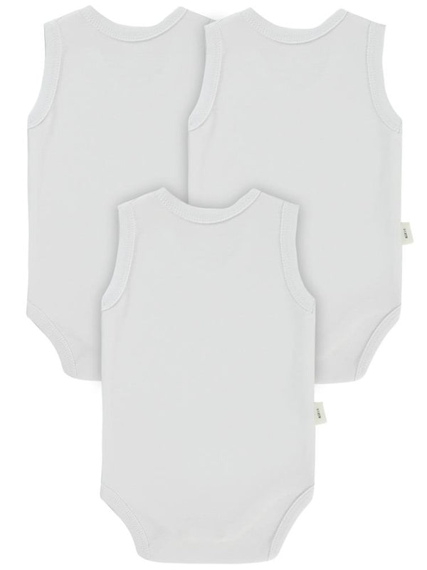 Civil Baby Düz Sıfır Kol 3 lü 0-3 Ay Çıtçıtlı Badi - Beyaz
