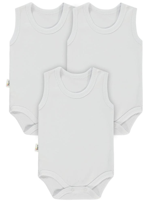 Civil Baby Düz Sıfır Kol 3 lü 0-3 Ay Çıtçıtlı Badi - Beyaz