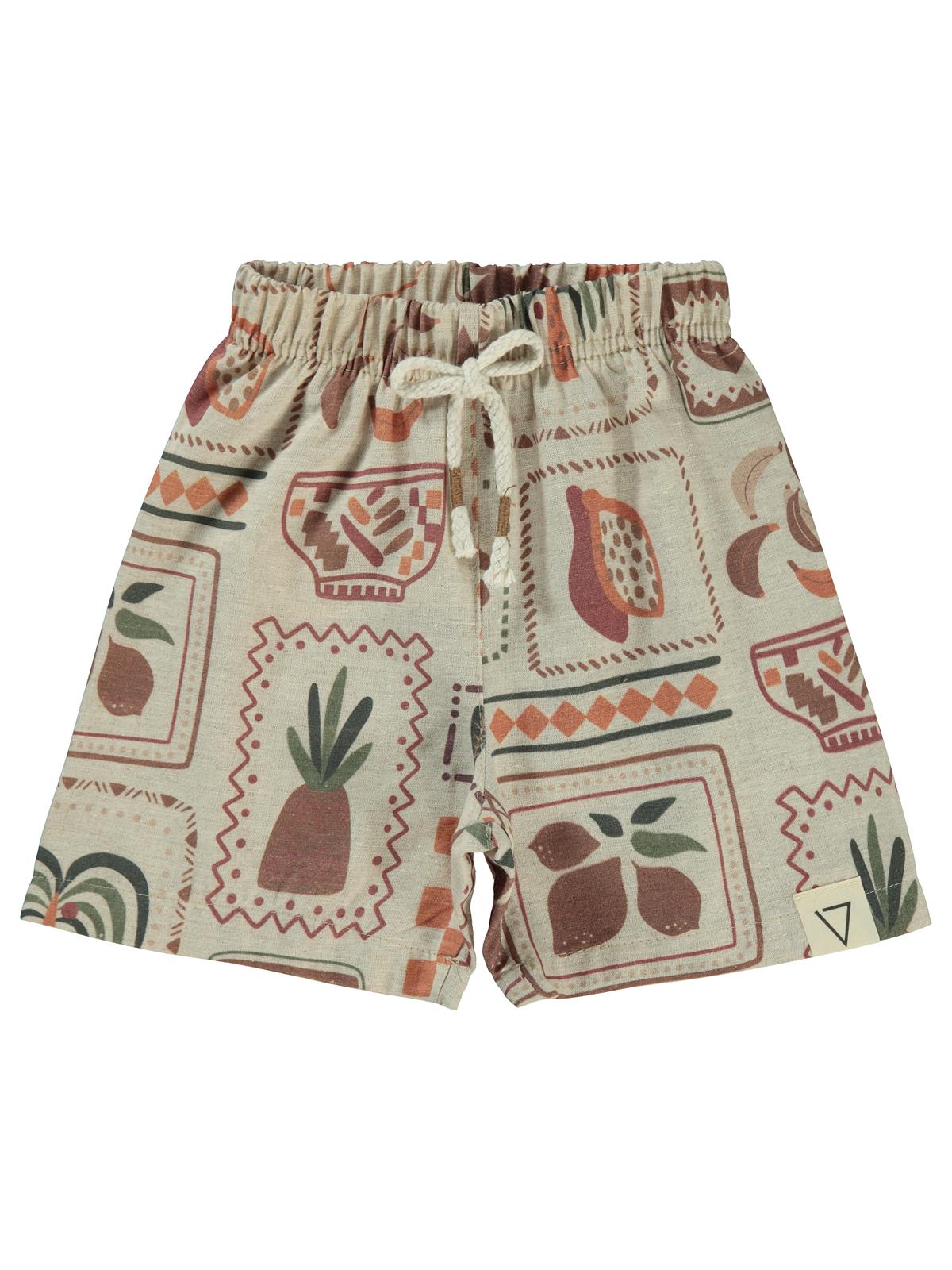 Civil Boys Kendinden Desenli 2-5 Yaş Şort - Bej