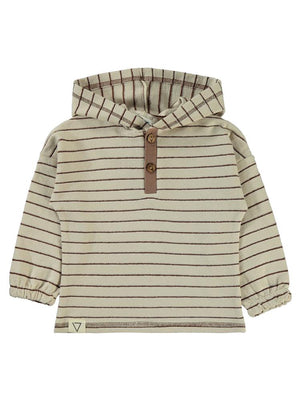 Civil Boys Çizgili Patlı Kapşonlu 2-5 Yaş Sweatshirt - Bej