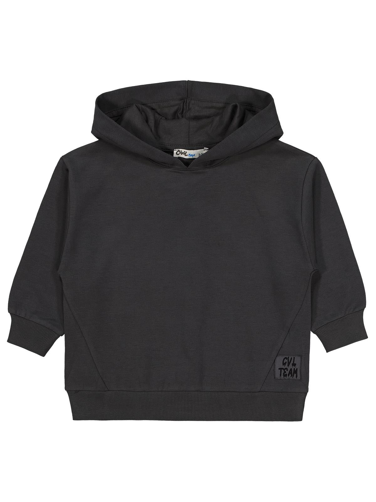 Civil Erkek Çocuk Cvl Team Etiketli Sweatshirt | Fırçalı 2 İp | Okul Kreş ve Günlük Kullanım - Gri