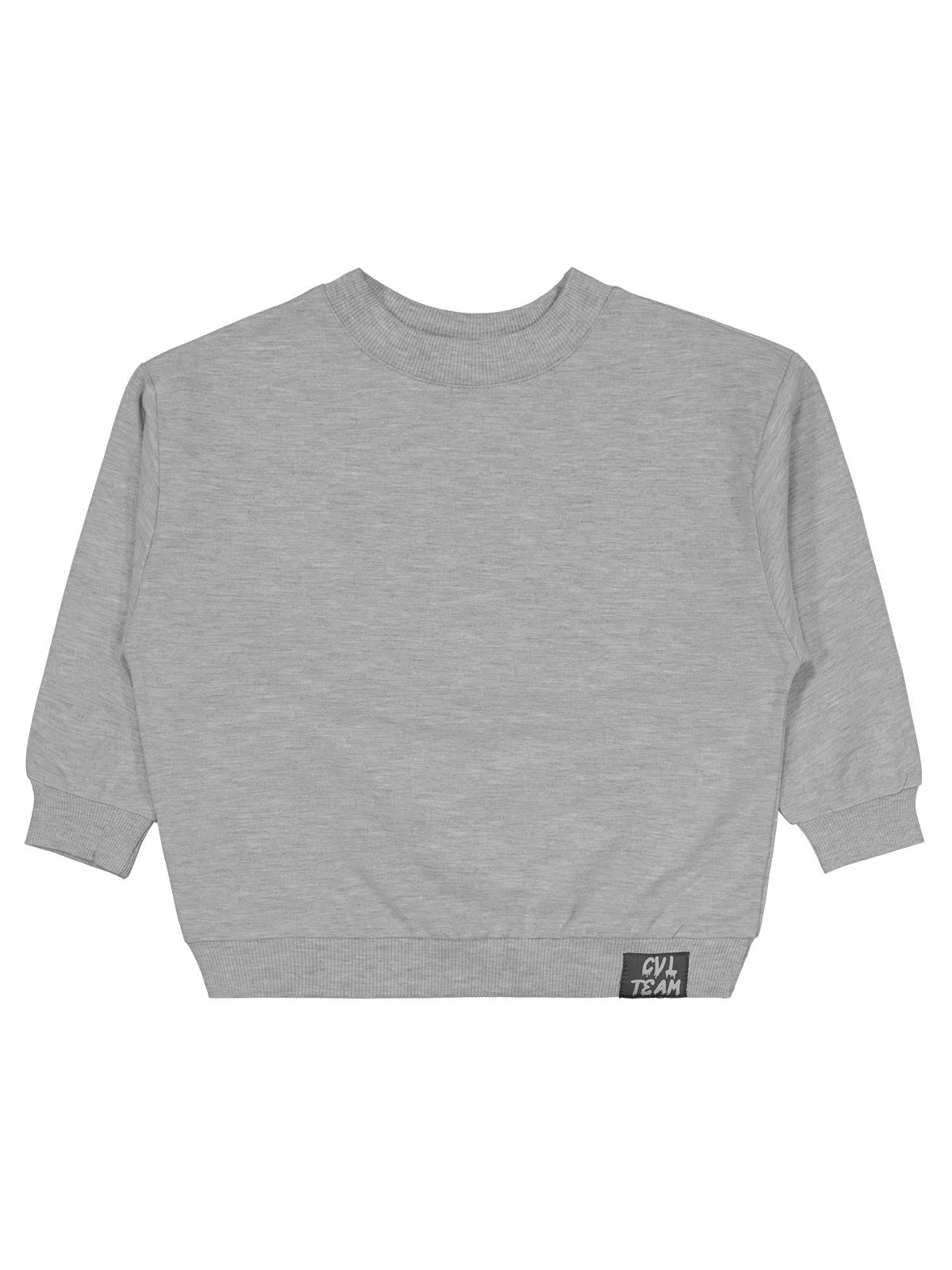 Civil Erkek Çocuk Cvl Team Etiketli Sweatshirt | Fırçalı 2 İp | Okul Kreş ve Günlük Kullanım - Gri