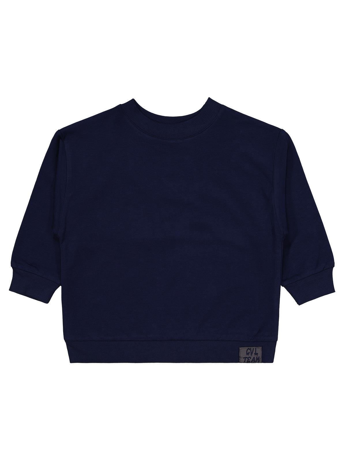 Civil Erkek Çocuk Cvl Team Etiketli Sweatshirt | Fırçalı 2 İp | Okul Kreş ve Günlük Kullanım - Lacivert