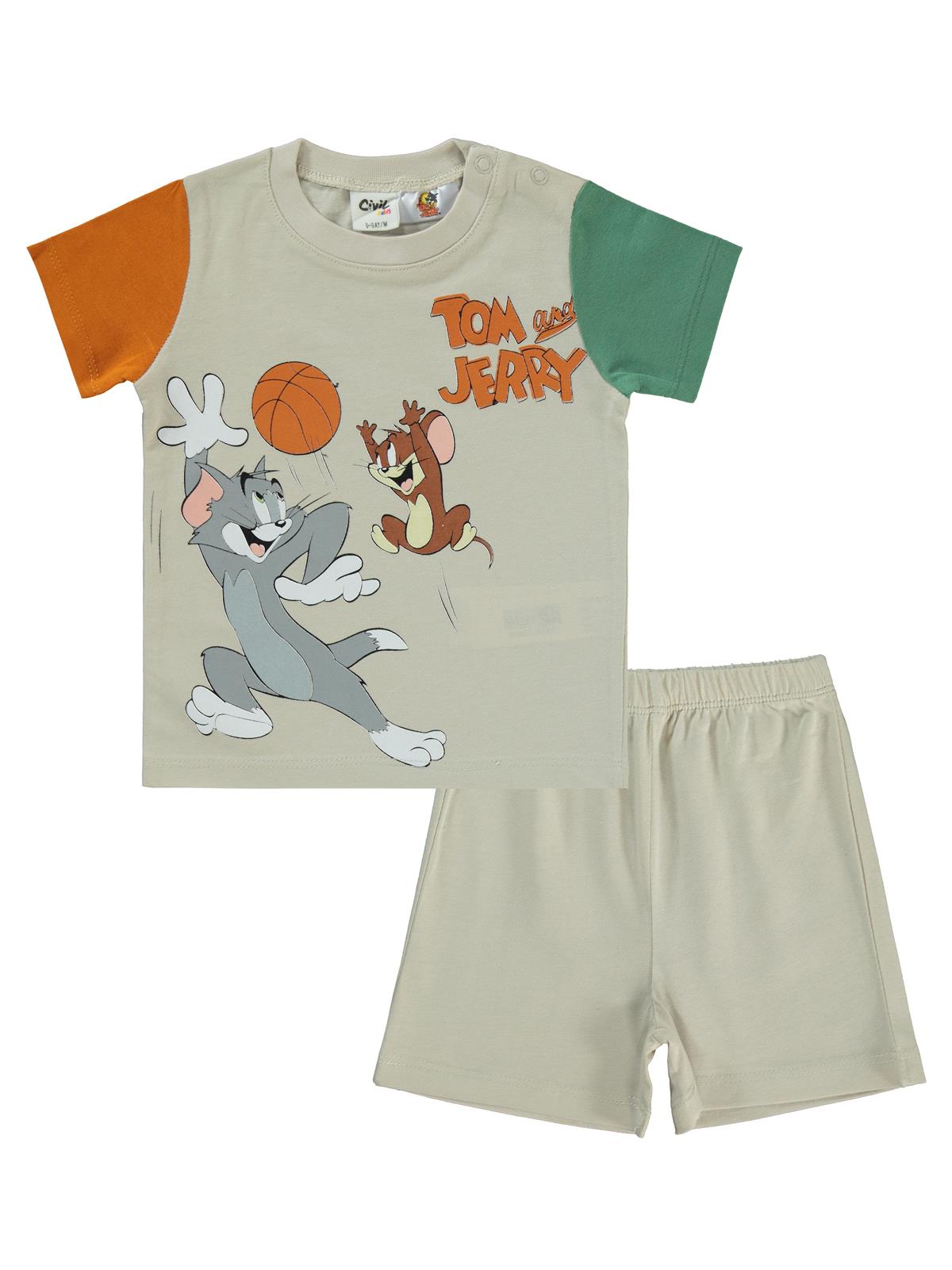 Tom and Jerry Basket Baskılı 6-18 Ay Takım - Bej