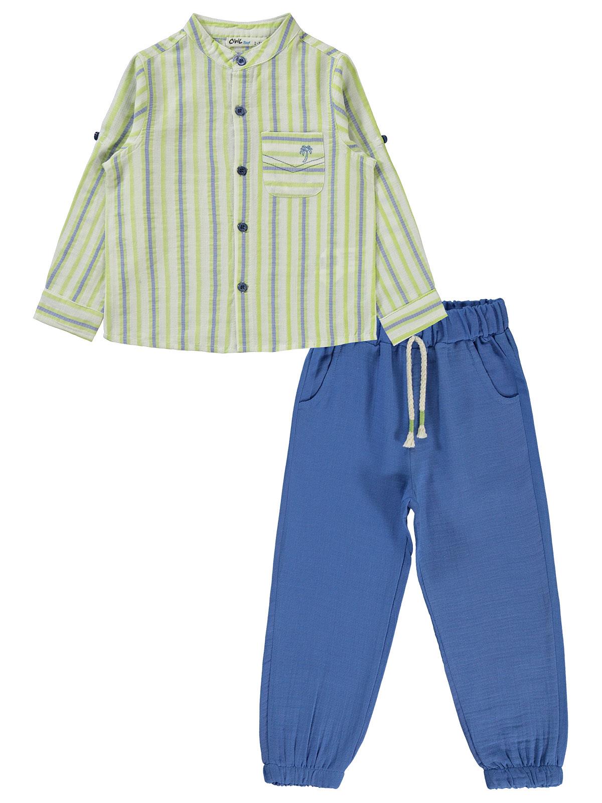 Civil Boys Çizgili Gömlekli 2-5 Yaş Takım - Yeşil