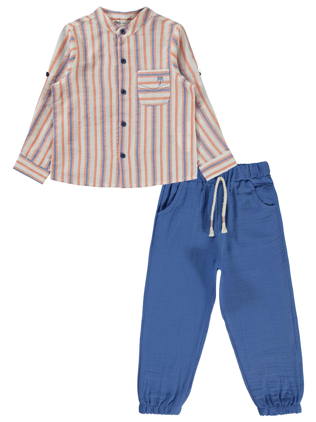 Civil Boys Çizgili Gömlekli 2-5 Yaş Takım - Turuncu