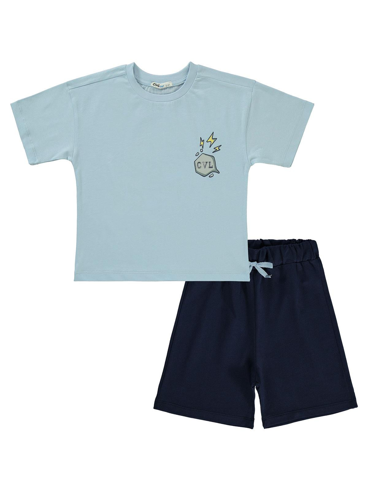 Civil Boys Ayakkabı baskılı 2-5 Yaş Takım - Mavi