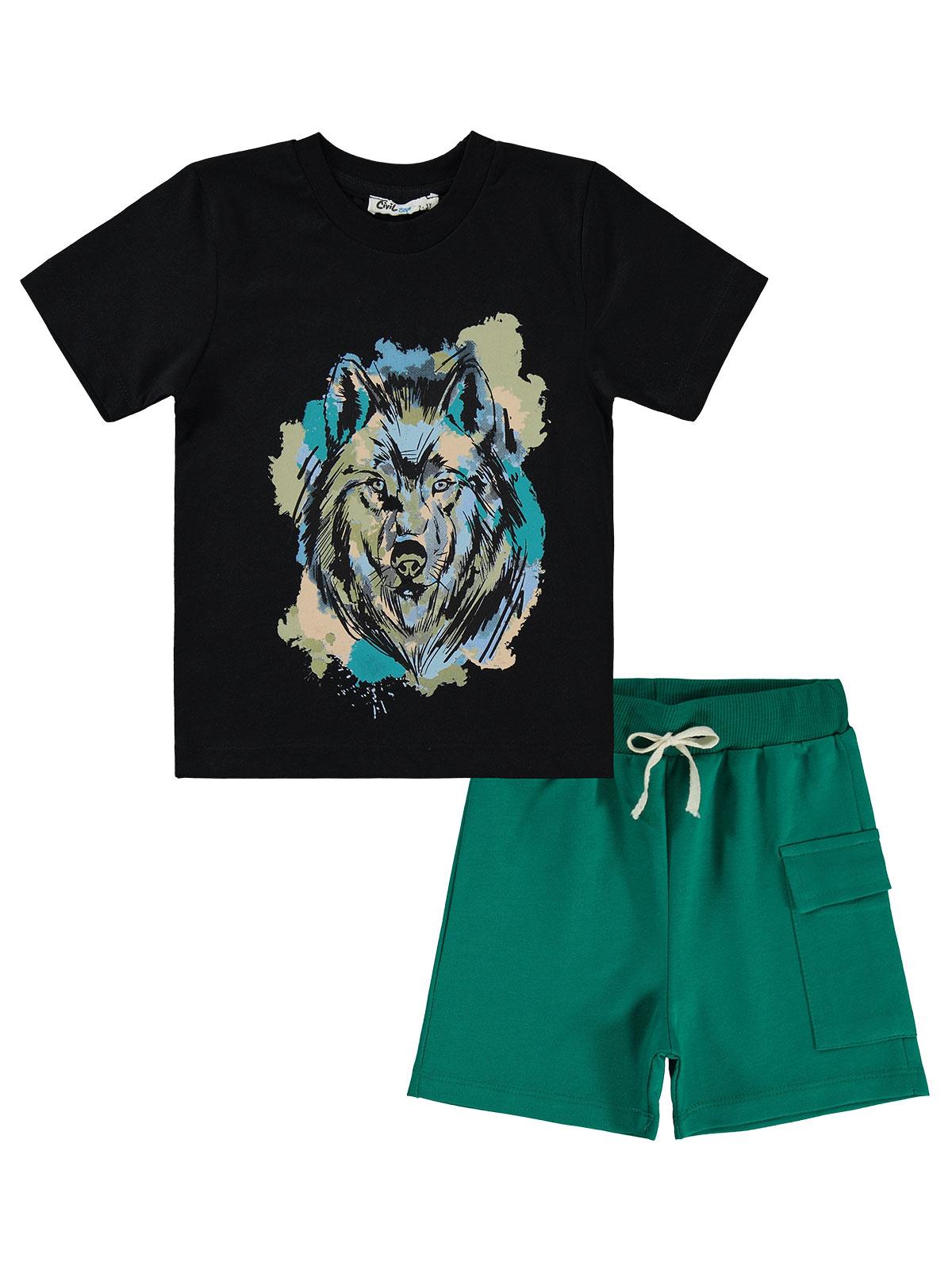 Civil Boys Kurt Baskılı 2-5 Yaş Takım - Siyah