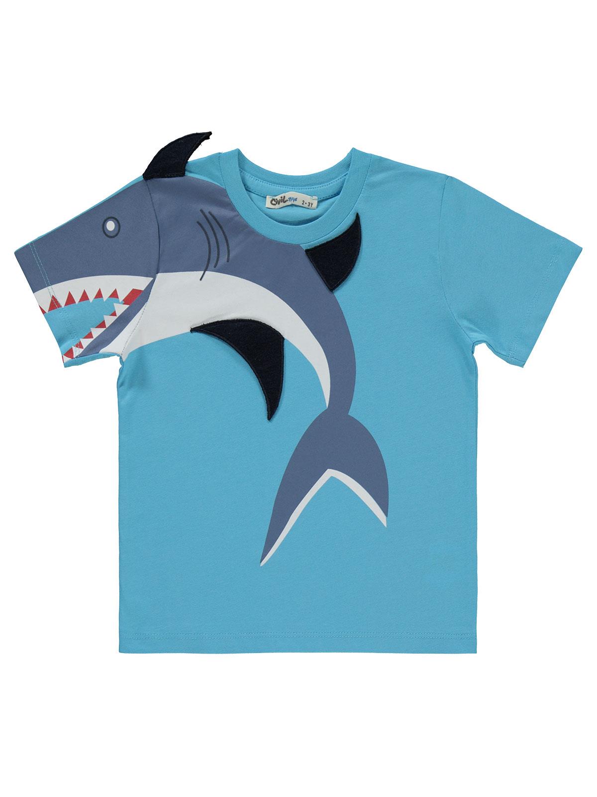 Civil Boys Köpek Balığı Baskılı 2-5 Yaş Takım - Mavi