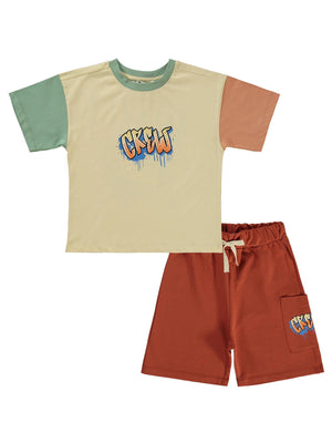 Civil Boys Ceww Baskılı 2-5 Yaş Takım - Turuncu