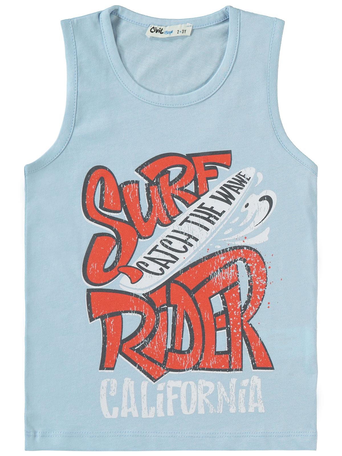 Civil Boys Surf Rider Baskılı Sıfır Kol 2-5 Yaş Takım - Turuncu