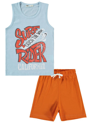 Civil Boys Surf Rider Baskılı Sıfır Kol 2-5 Yaş Takım - Turuncu
