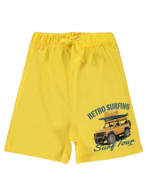 Civil Boys Retro Sufring Baskılı 2-5 Yaş Şort - Sarı