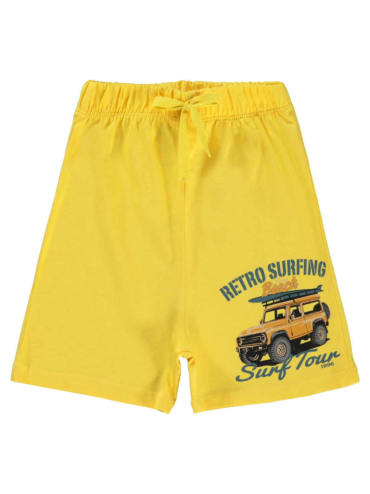 Civil Boys Retro Sufring Baskılı 2-5 Yaş Şort - Sarı