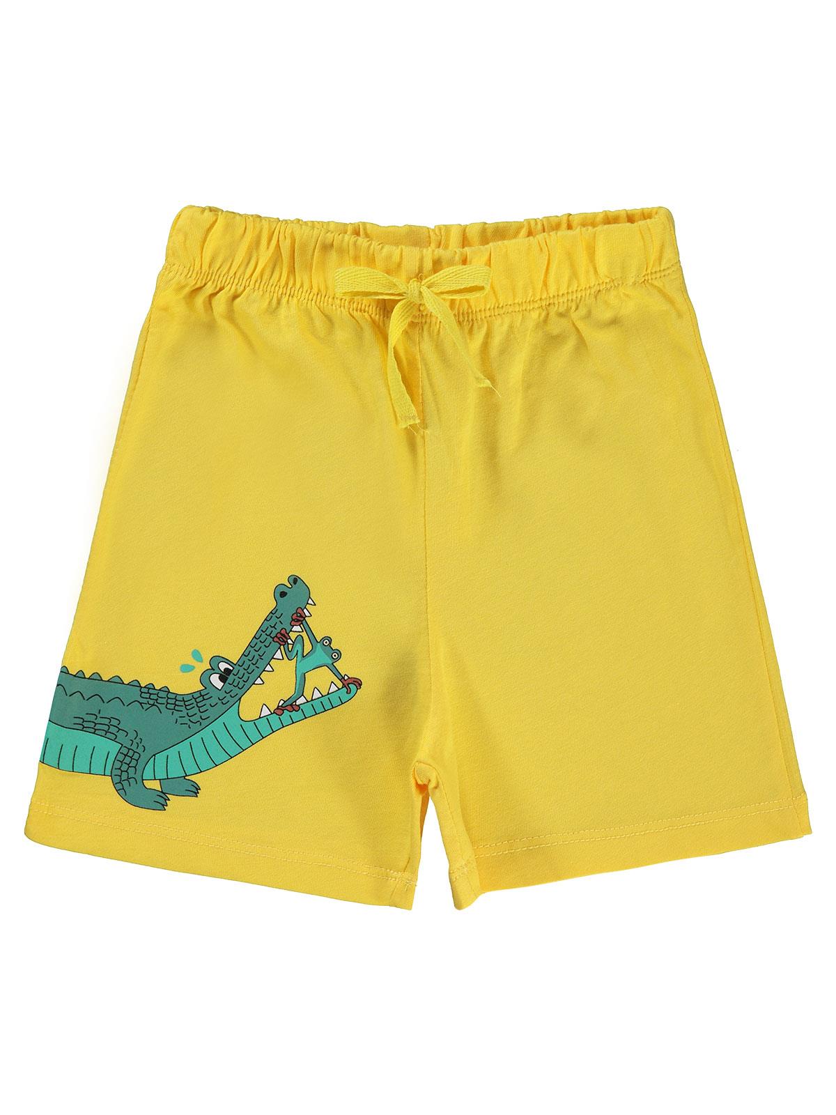 Civil Boys Timsah Baskılı 2-5 Yaş Şort - Sarı