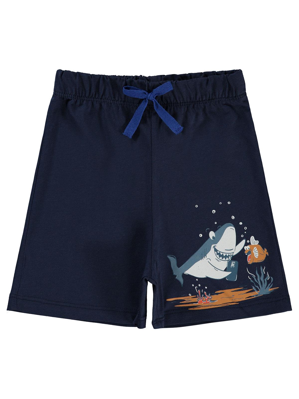 Civil Boys Köpek Balığı Baskılı 2-5 Yaş Şort - Mavi
