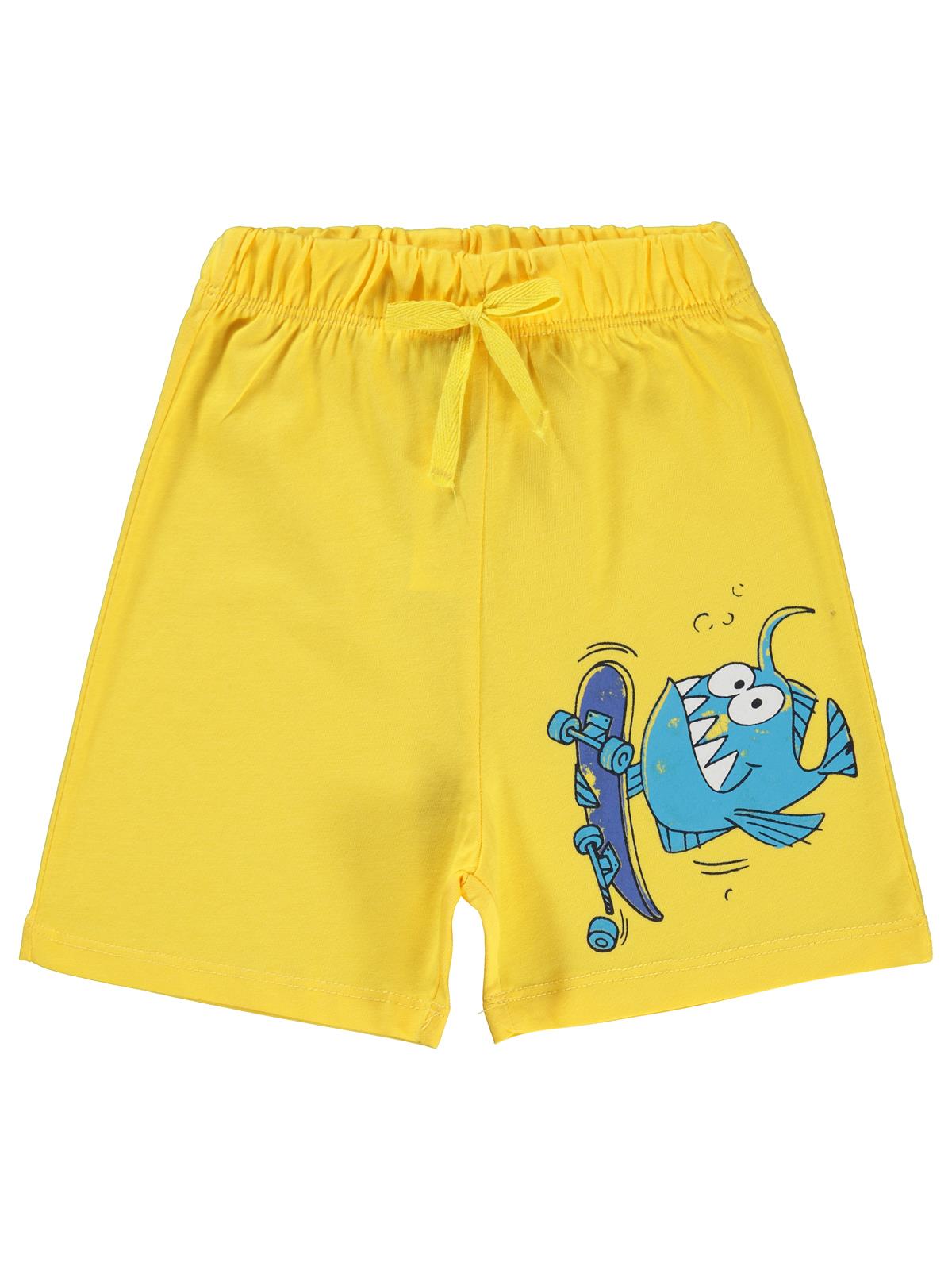 Civil Boys Pirana Kaykay Baskılı 2-5 Yaş Şort - Sarı