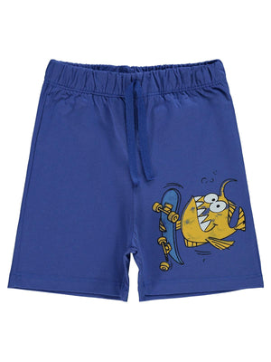 Civil Boys Pirana Kaykay Baskılı 2-5 Yaş Şort - Mavi