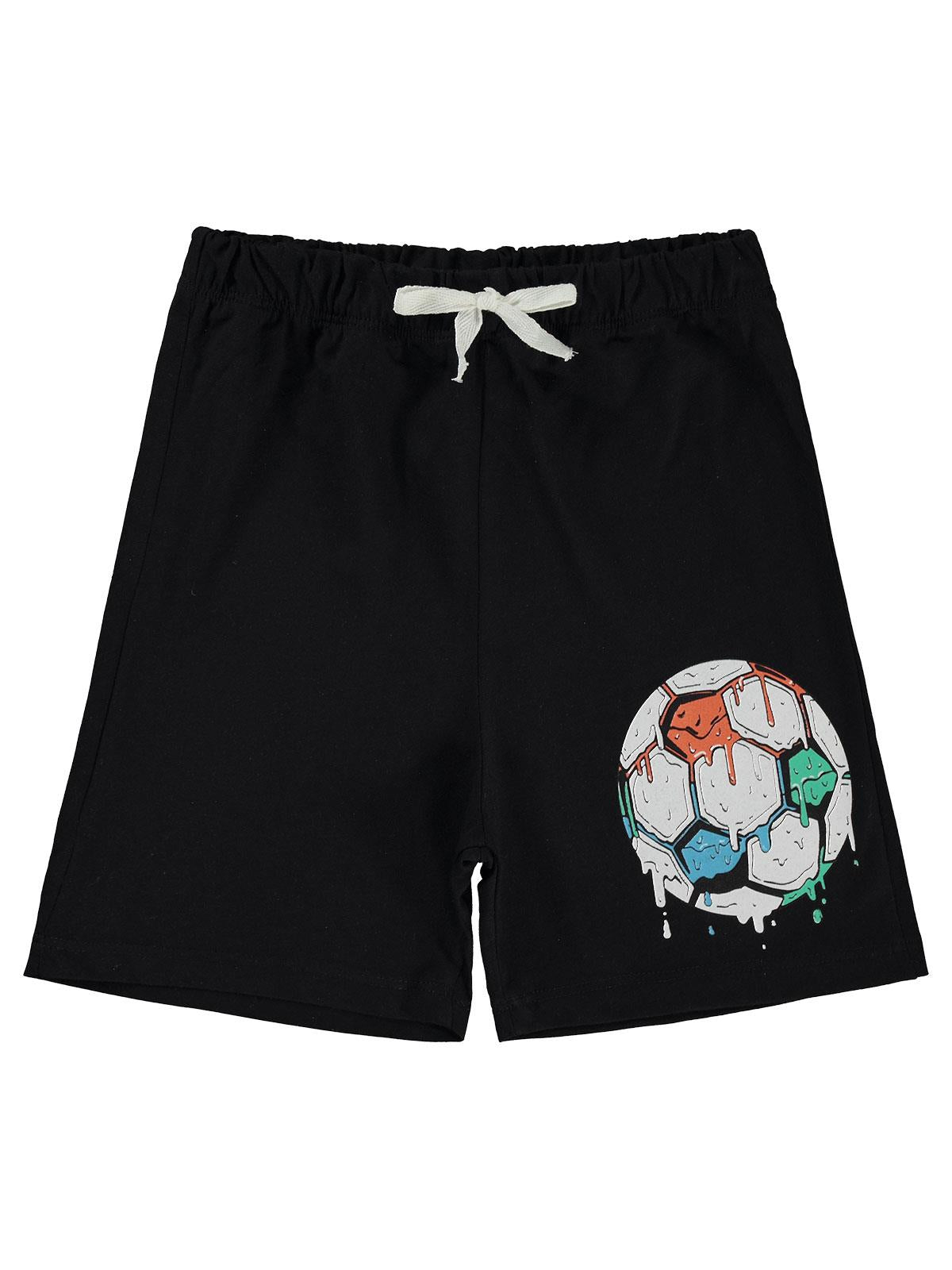 Civil Boys Futbol Topu Baskılı 6-9 Yaş Şort - Siyah