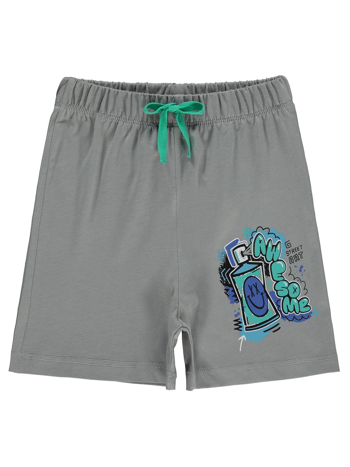Civil Boys Awesome Baskılı 2-5 Yaş Şort - Gri