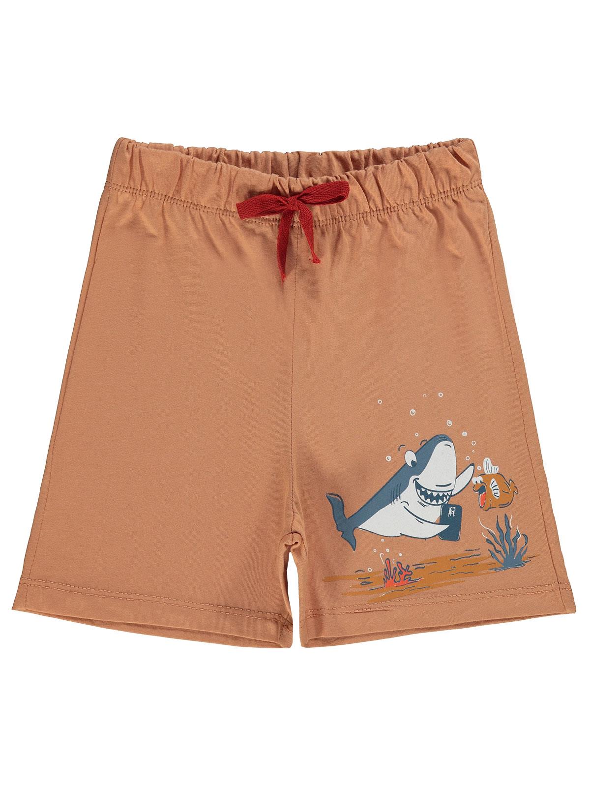 Civil Boys Köpek Balığı Baskılı 2-5 Yaş Şort - Turuncu