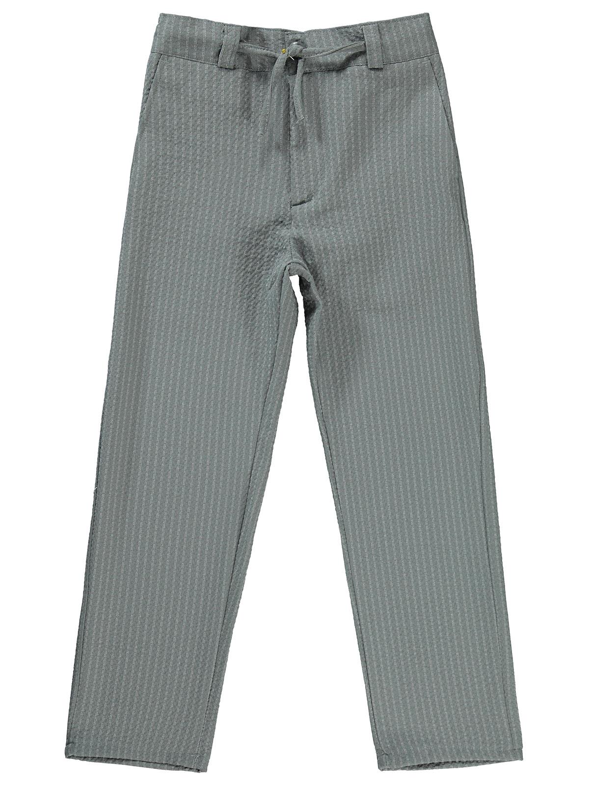 Civil Boys Çizgili Beli Bağcıklı 6-9 Yaş Pantolon - Gri