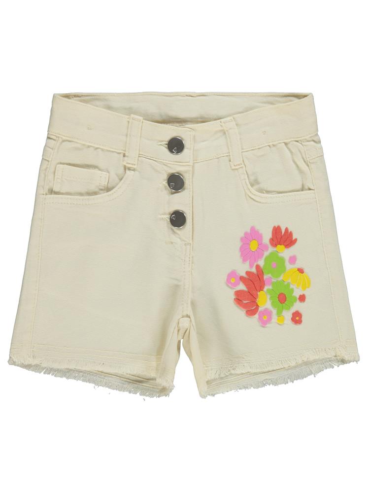Civil Girls Çiçek Baskılı 2-5 Yaş Şort - Bej