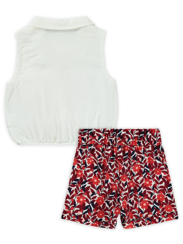 Civil Girls Papatya Baskılı 2-5 Yaş Takım - Kırmızı