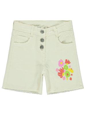 Civil Girls Çiçek Baskılı 6-9 Yaş Şort - Bej