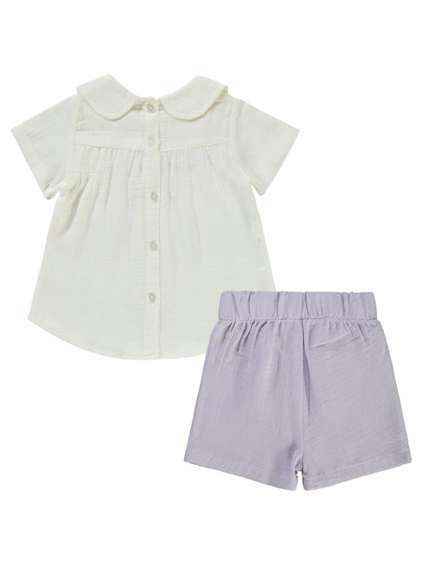 Civil Girls Kalp Nakışlı 2-5 Yaş Takım - Lila