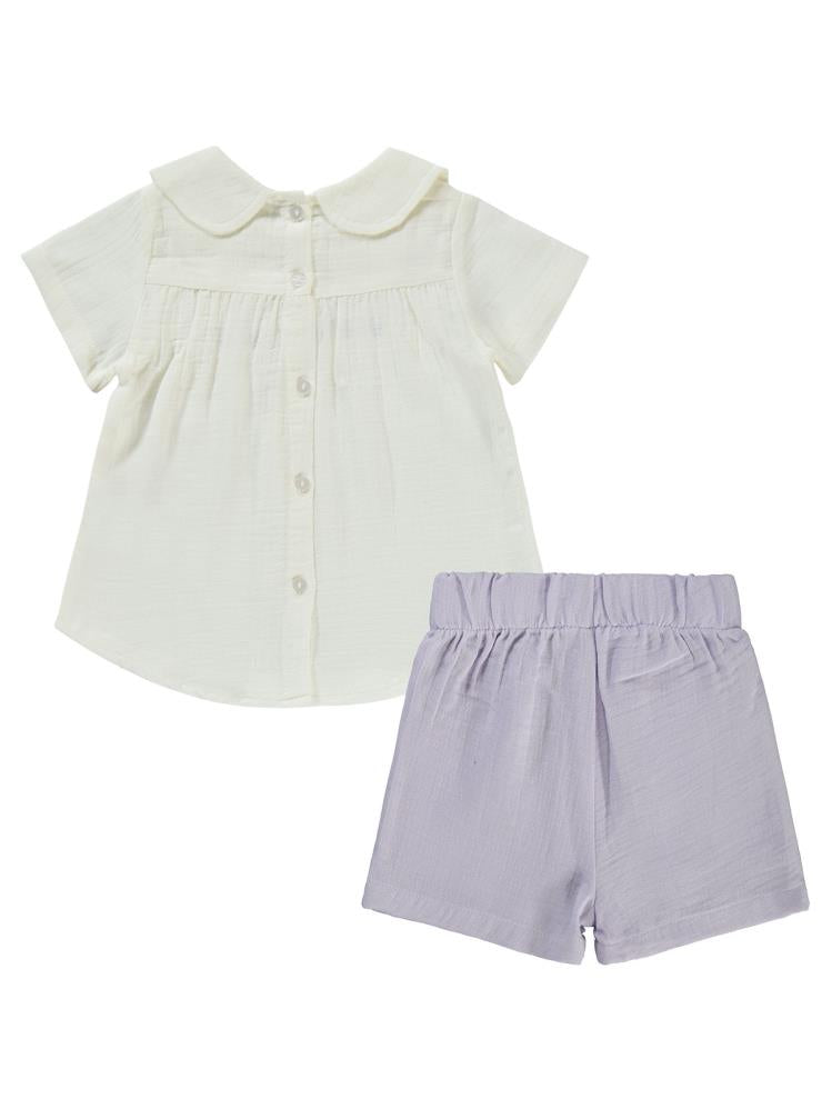 Civil Girls Kalp Nakışlı 2-5 Yaş Takım - Lila