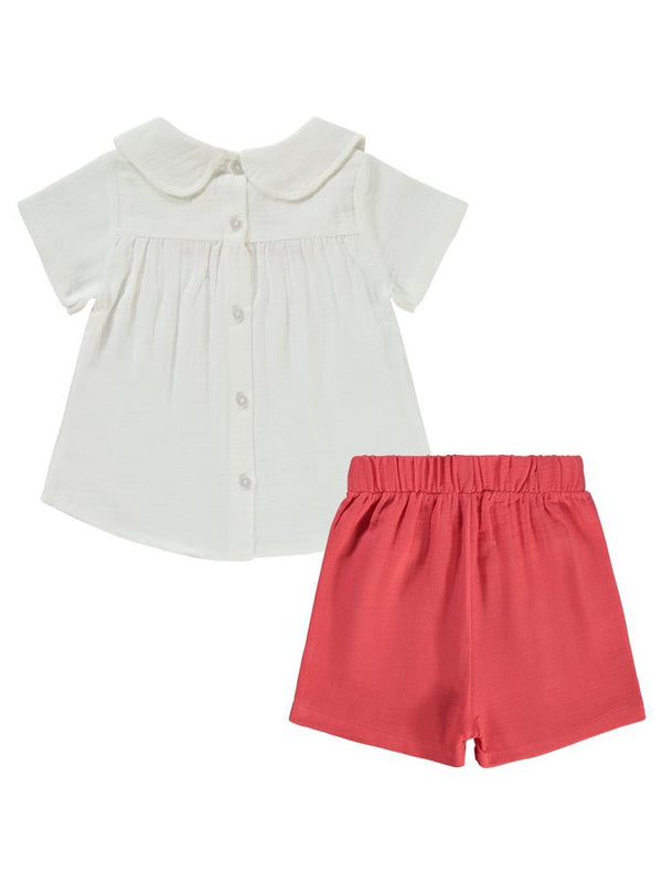 Civil Girls Kalp Nakışlı 2-5 Yaş Takım - Kırmızı