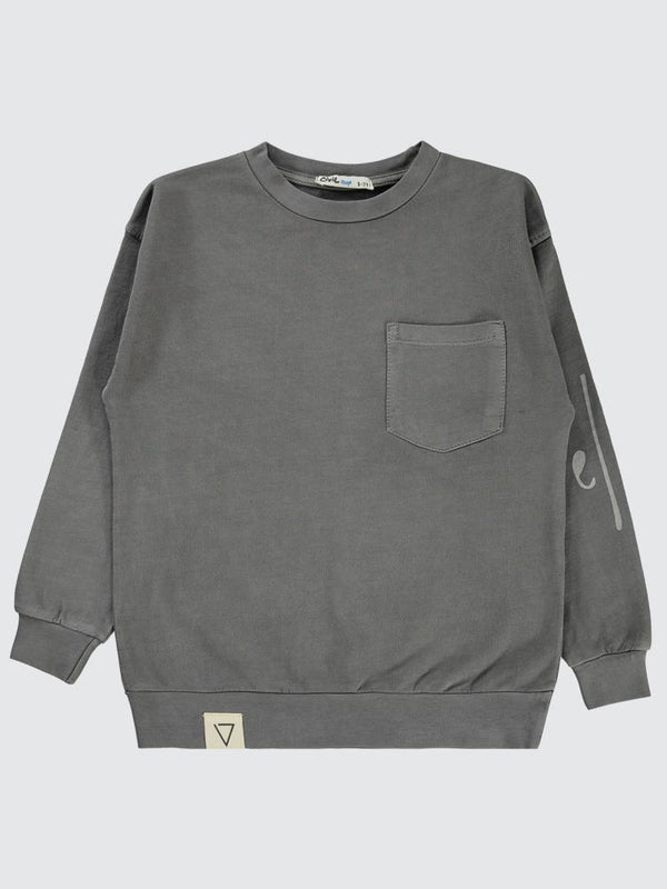 Civil Boys Yıkamalı Cepli 6-9 Yaş Sweatshirt - Gri