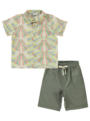 Civil Boys Baskılı Gömlekli Kaprili 2-5 Yaş Takım - Haki