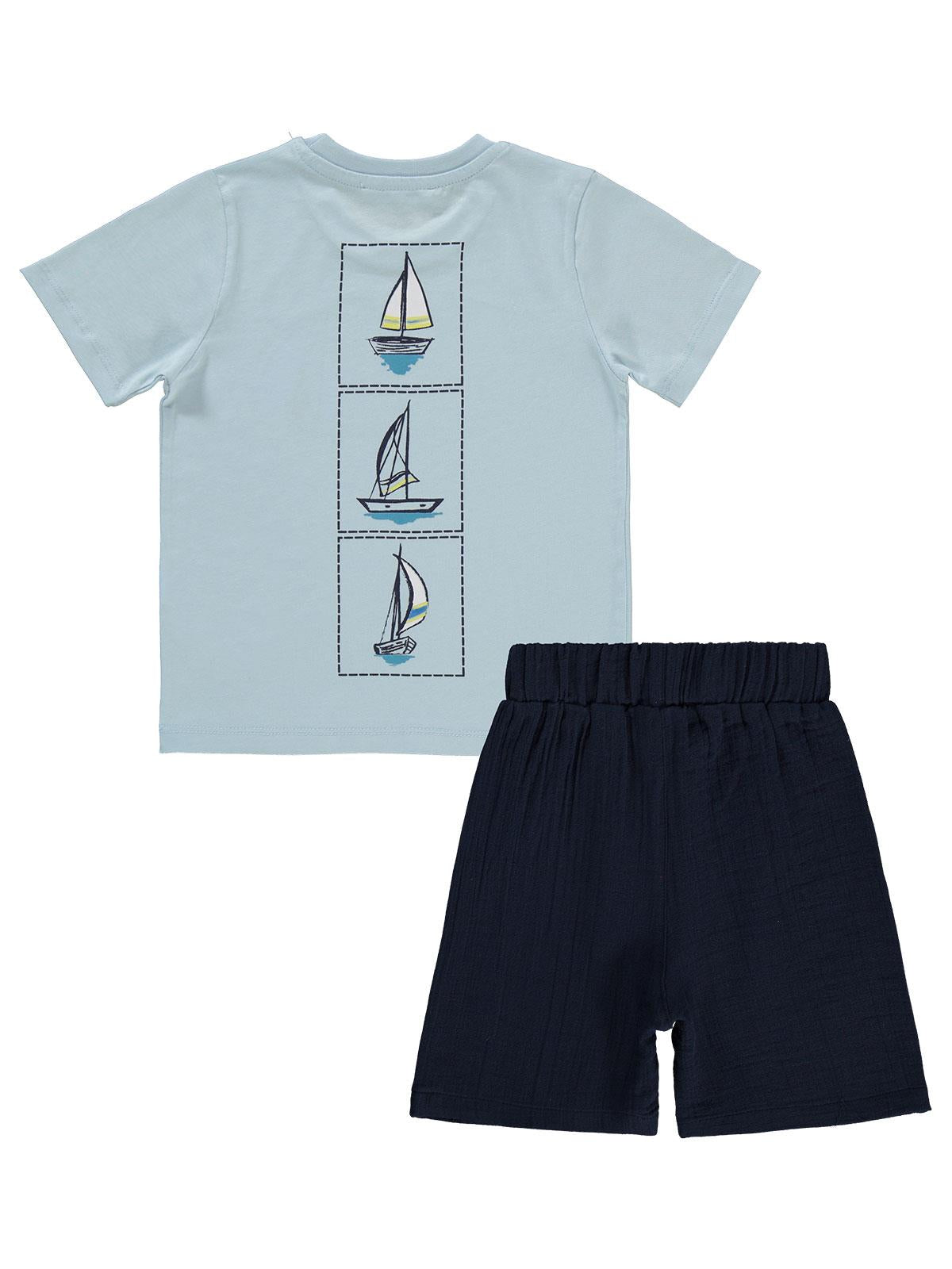 Civil Boys Yelken Baskılı Kaprili 2-5 Yaş Takım - Mavi