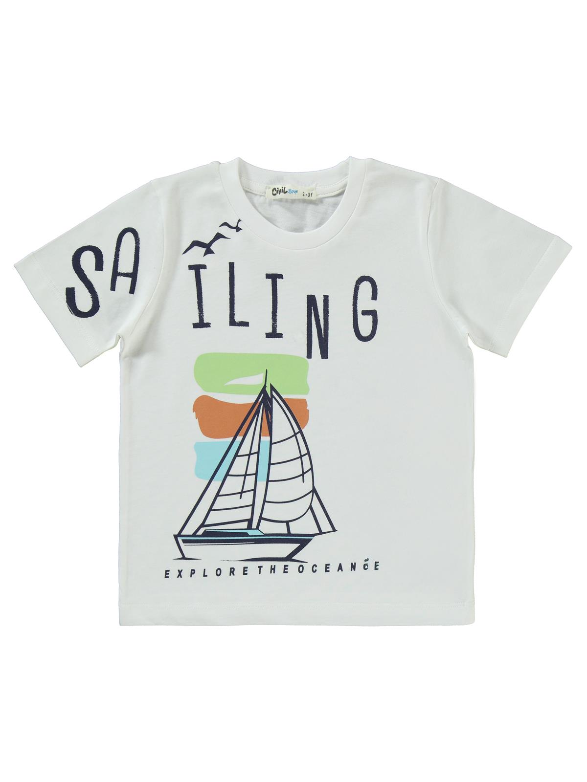 Civil Boys Saılıng Baskılı Kaprili 2-5 Yaş Takım - Ekru