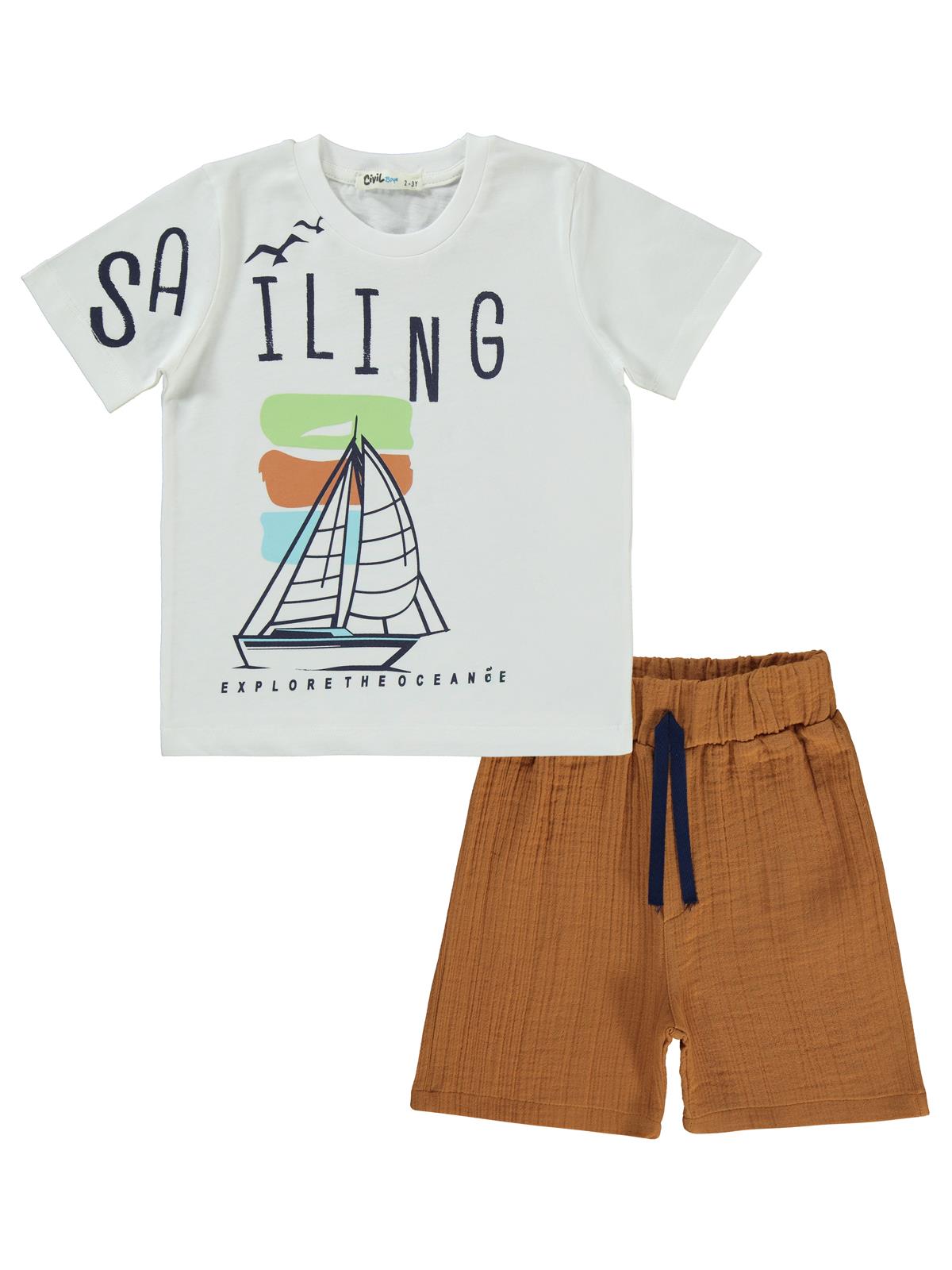 Civil Boys Saılıng Baskılı Kaprili 2-5 Yaş Takım - Ekru