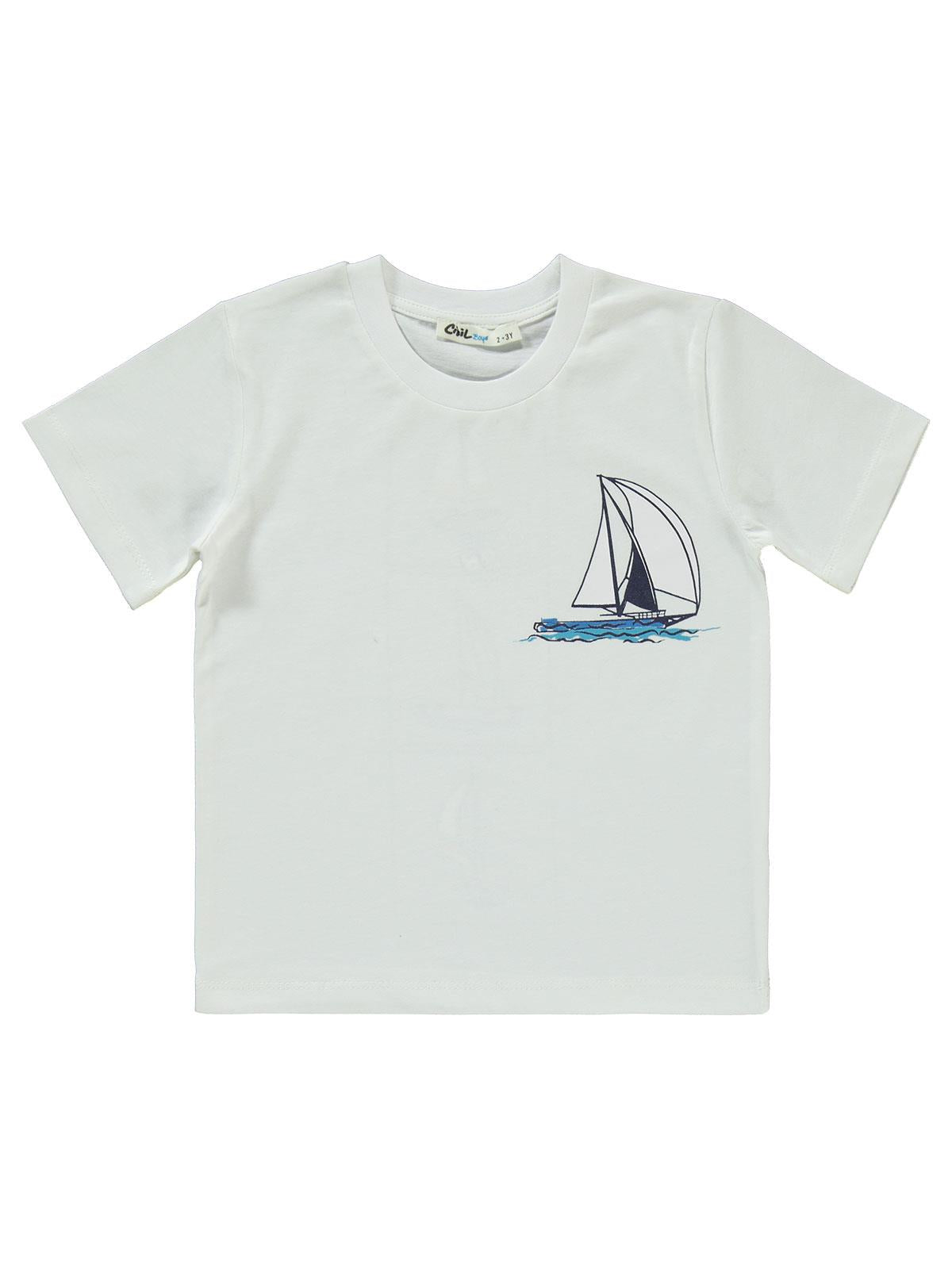 Civil Boys Yelken Baskılı Kaprili 2-5 Yaş Takım - Ekru