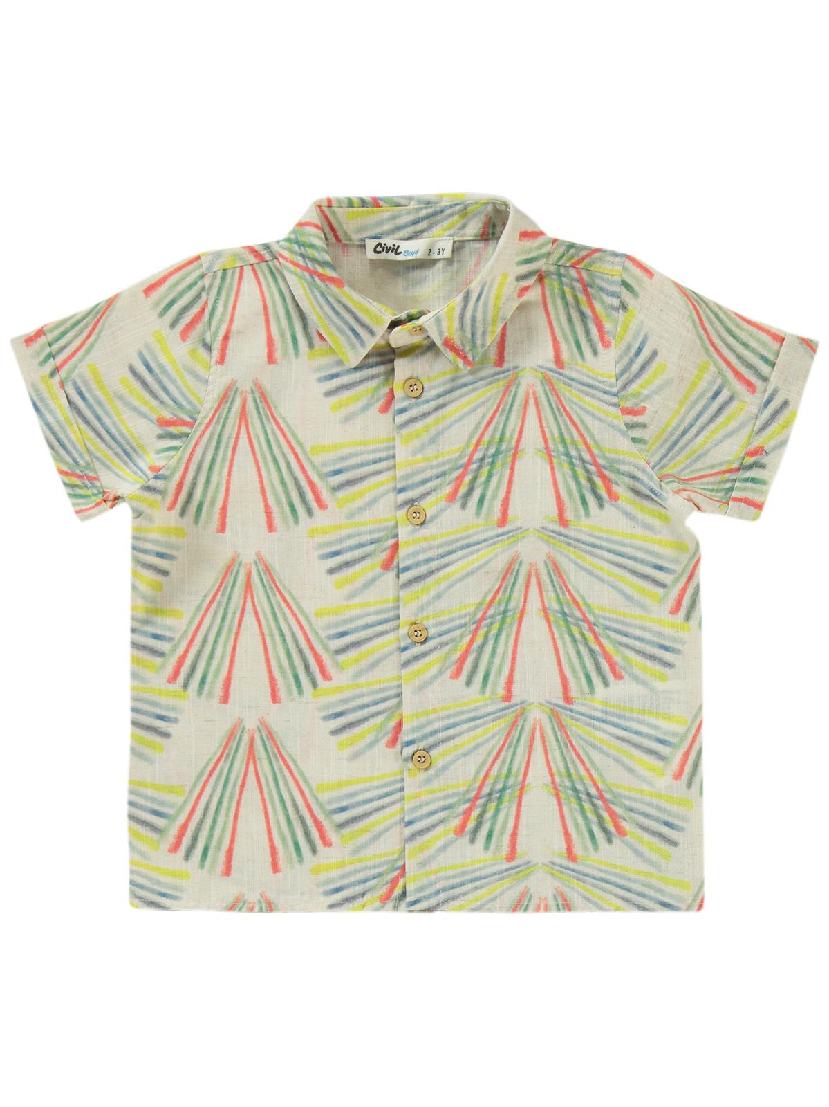 Civil Boys Baskılı Gömlekli Kaprili 2-5 Yaş Takım - Mavi