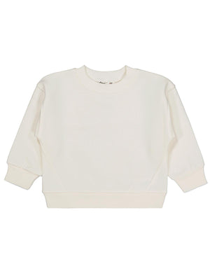 Civil Kız Çocuk Düz Sweatshirt | 3 İp Uzun Kol Bisiklet Yaka | Okul Kreş ve Günlük Kullanım - Ekru