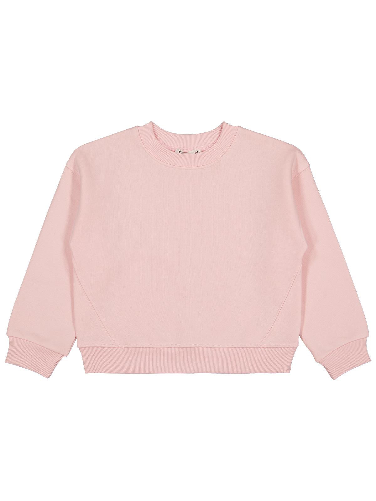 Civil Kız Çocuk Düz Sweatshirt | 3 İp Uzun Kol Bisiklet Yaka | Okul Kreş ve Günlük Kullanım - Pembe