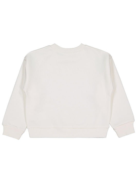 Civil Kız Çocuk Düz Sweatshirt | 3 İp Uzun Kol Bisiklet Yaka | Okul Kreş ve Günlük Kullanım - Ekru