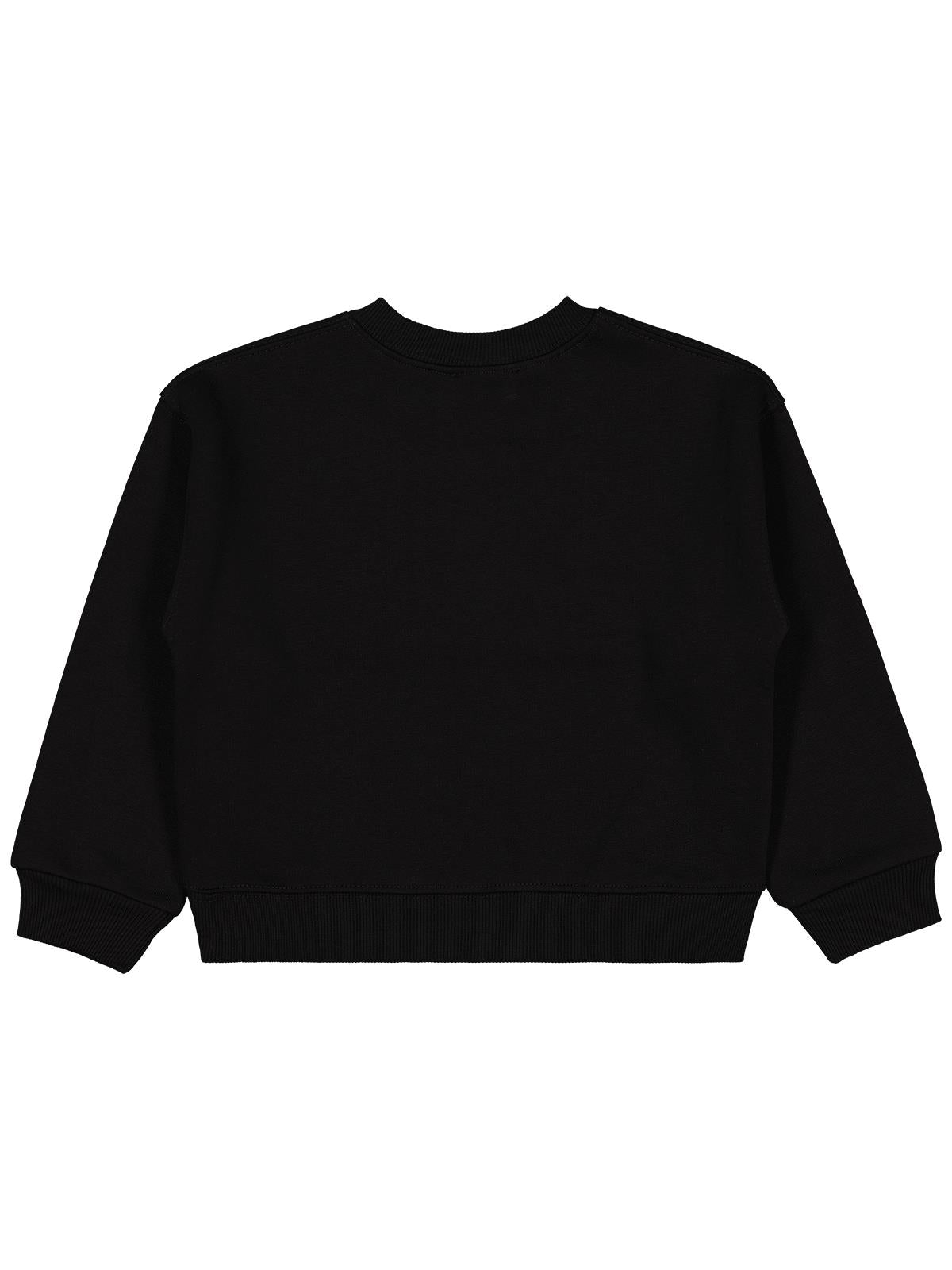 Civil Kız Çocuk Düz Sweatshirt | 3 İp Uzun Kol Bisiklet Yaka | Okul Kreş ve Günlük Kullanım - Siyah